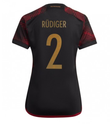Maillot de foot Allemagne Antonio Rudiger #2 Extérieur Femmes Monde 2022 Manches Courte